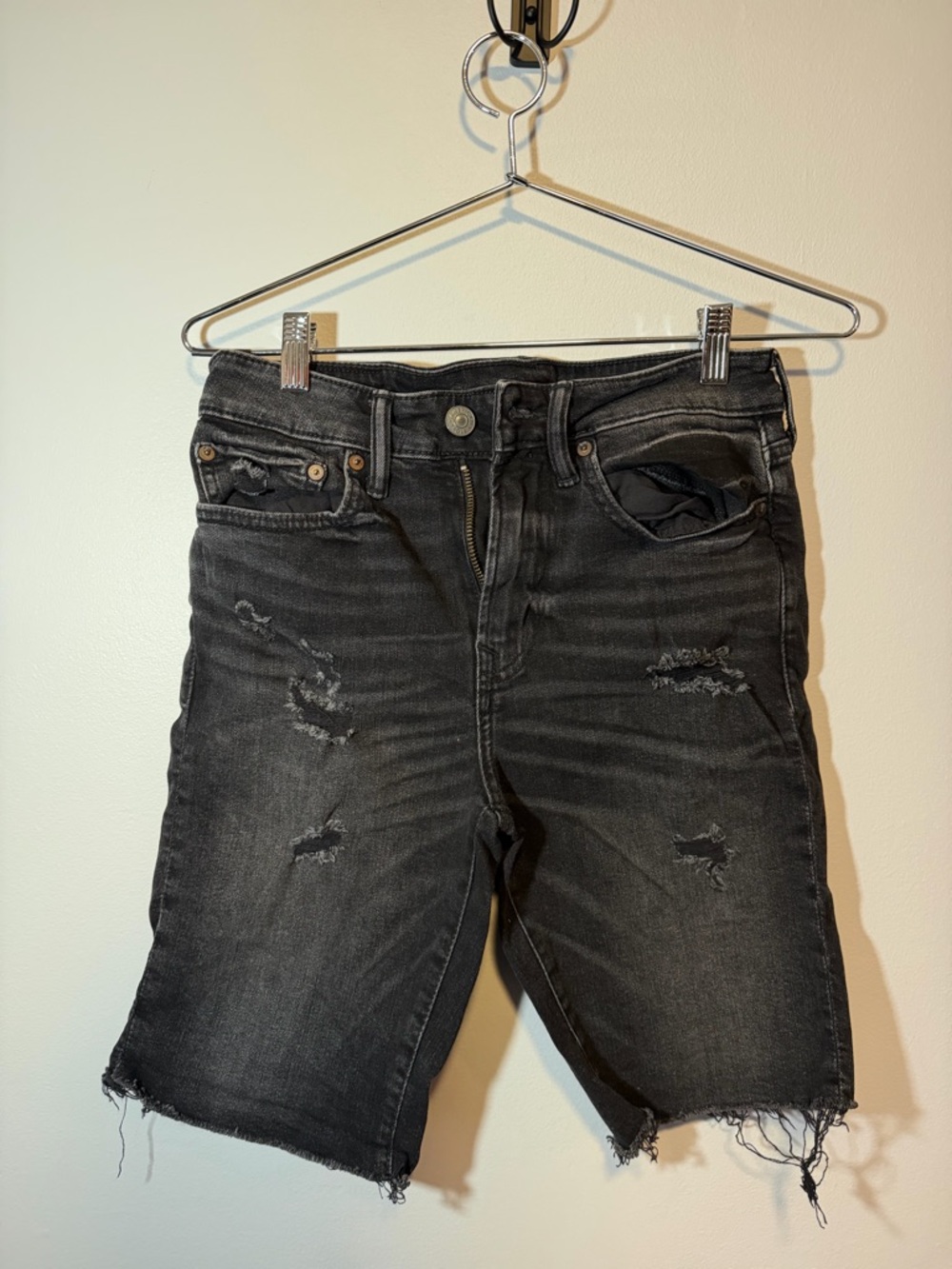 American Eagle Outfitters Distressed Black Jean Shorts